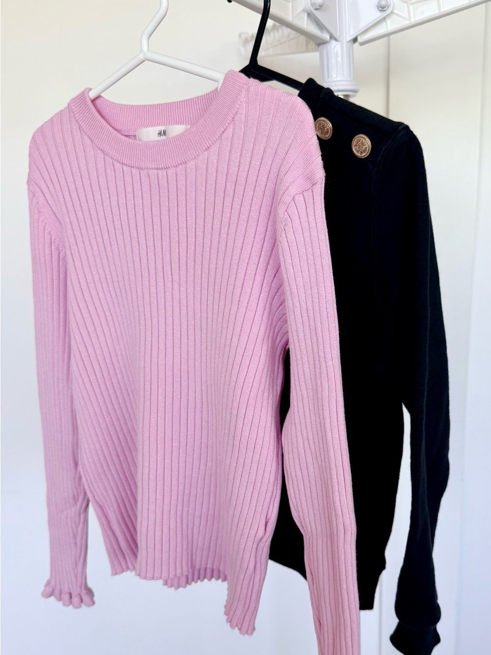 H&M Girl 6-8yo Light Pink Ribbed and Black Sweaters